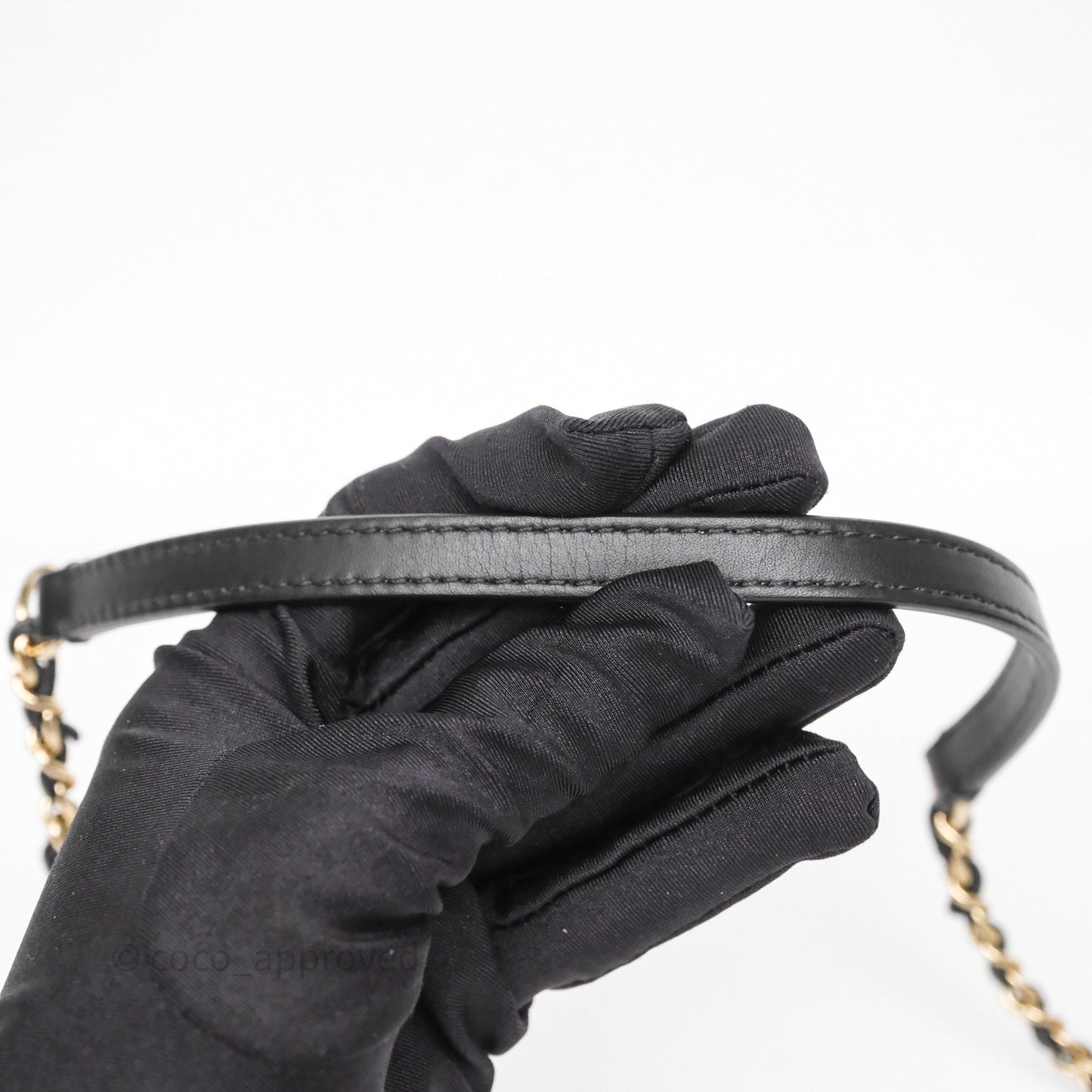 Chanel Quilted Drawstring Bucket Bag Black Calfskin Gold Hardware