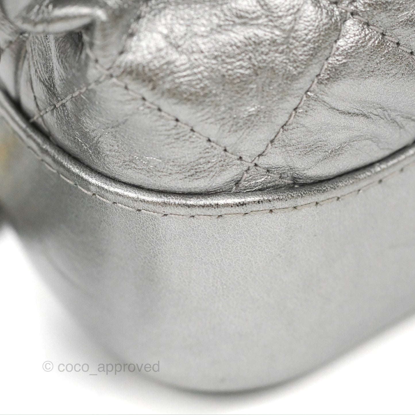 Chanel Quilted Small Gabrielle Hobo Metallic Silver Aged Calfskin Mixed Hardware