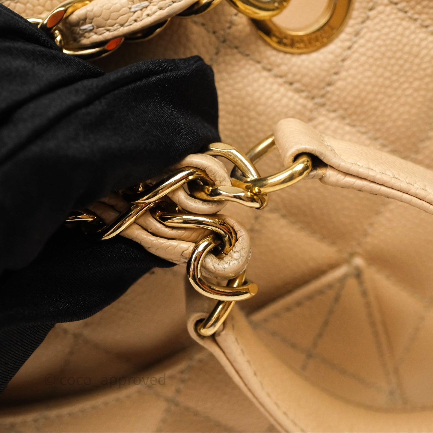 Chanel Vertical GST Beige Caviar Gold Hardware