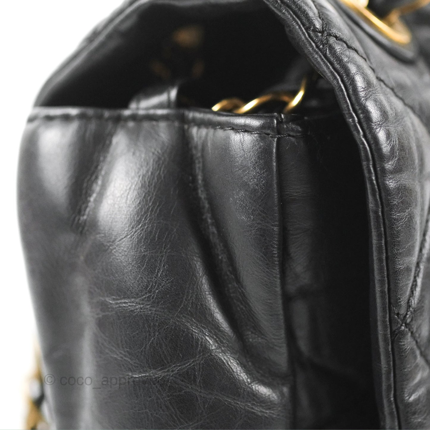 Chanel Medium Pondicherry Flap Bag Black Crumpled Calfskin Antique Gold Hardware