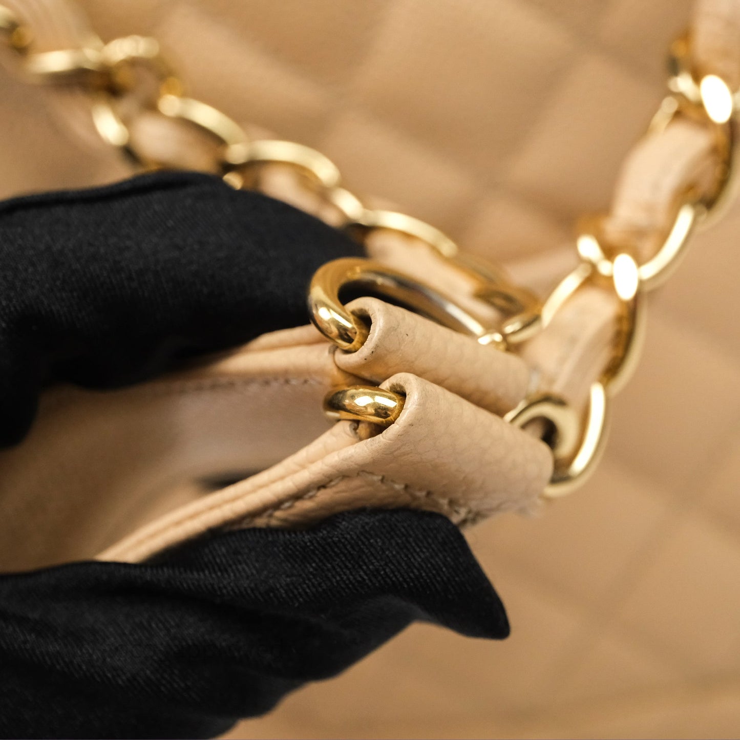Chanel Vertical GST Beige Caviar Gold Hardware