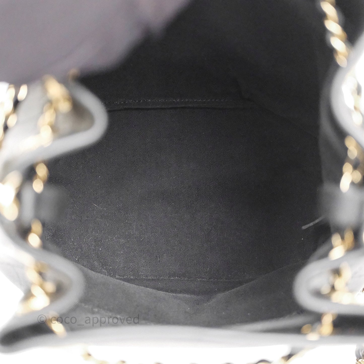 Chanel Quilted Drawstring Bucket Bag Black Calfskin Gold Hardware