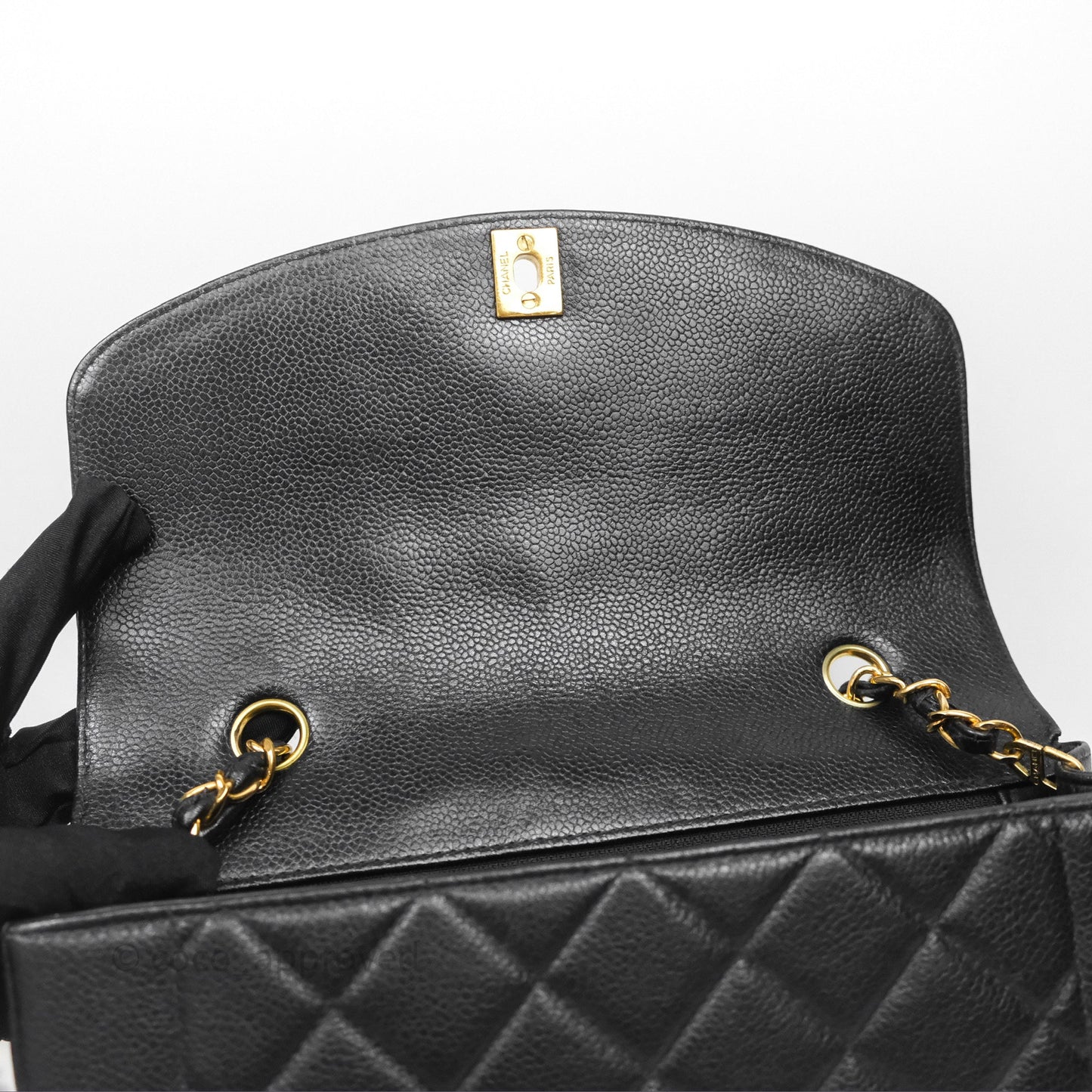 Chanel Vintage Medium Classic Diana Flap Bag Black Caviar 24K Gold Hardware