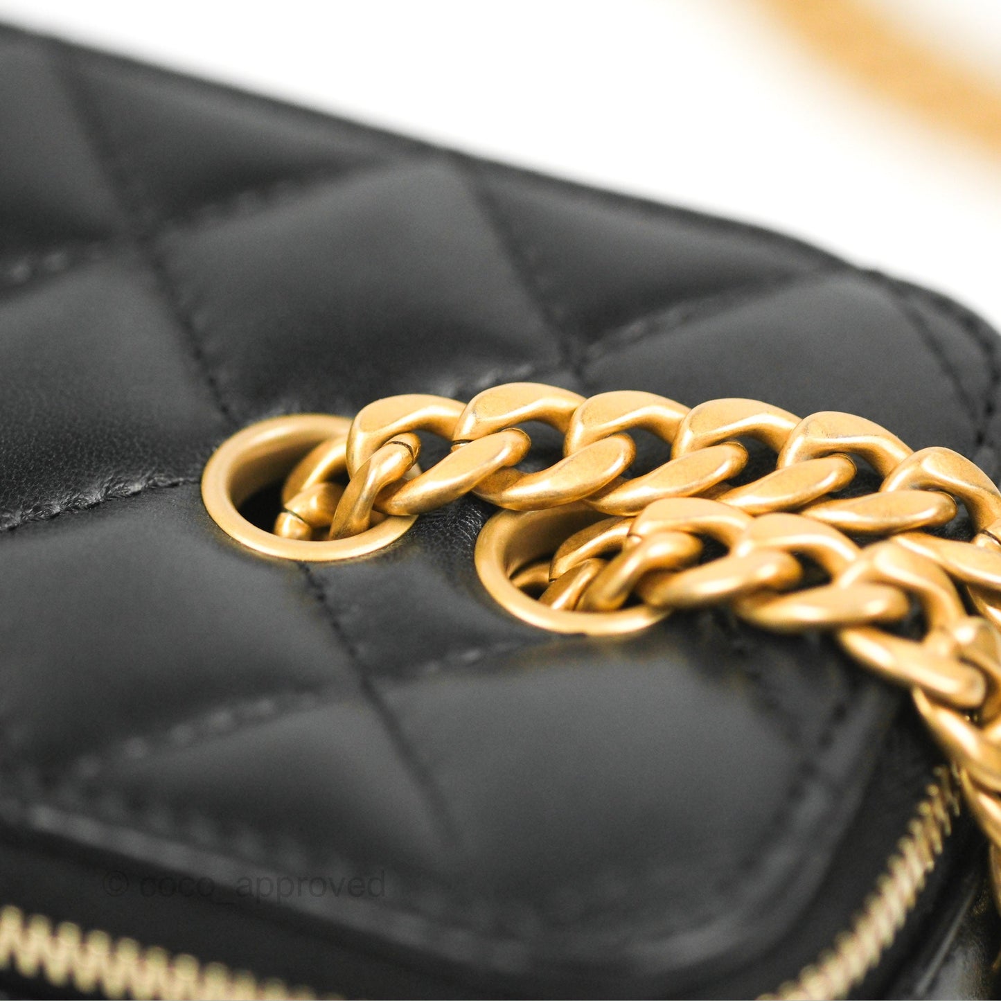 Chanel Vanity with Adjustable Chain Black Lambskin Aged Gold Hardware 22K
