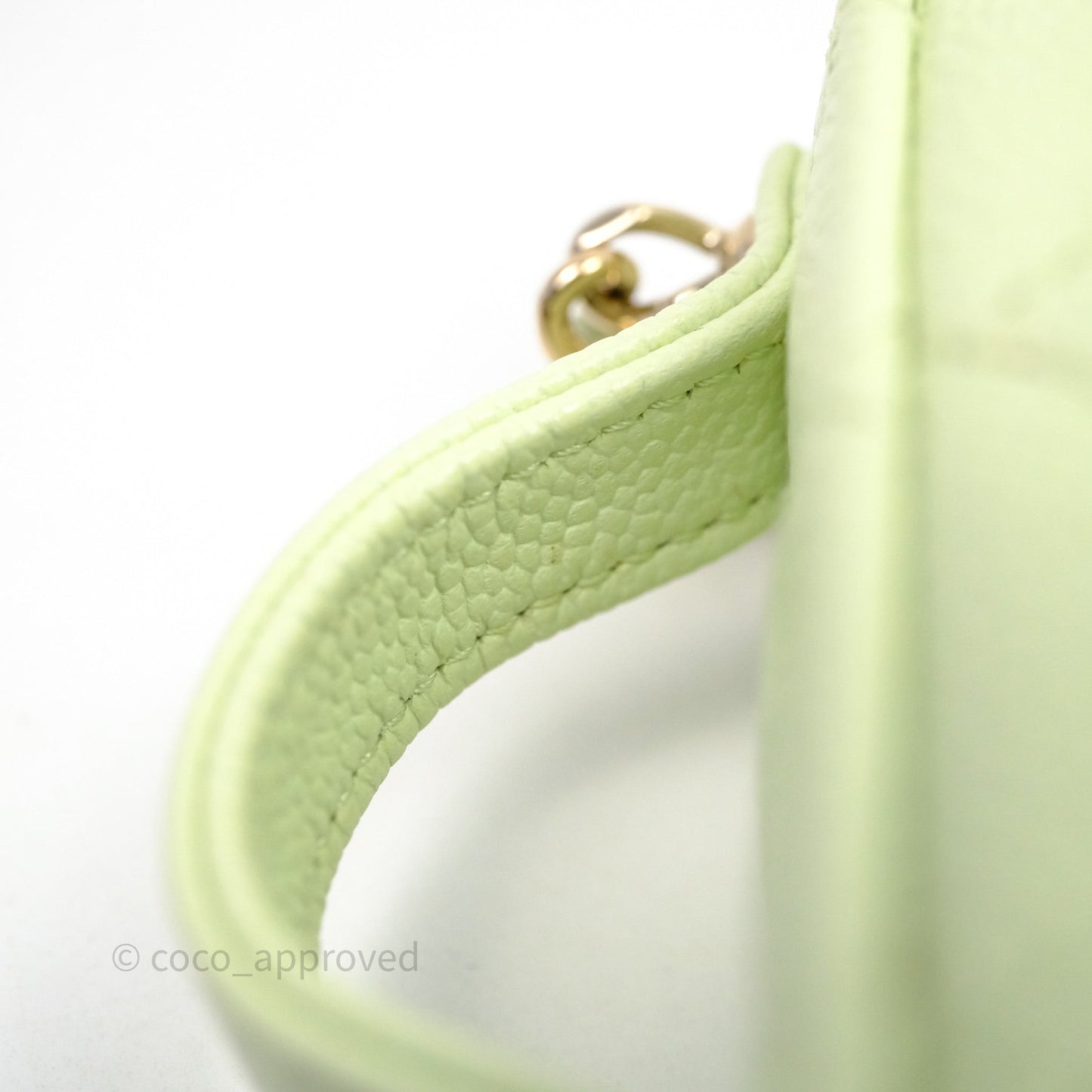 Chanel Quilted Mini Handle With Care Vanity Case With Chain Green Caviar Gold Hardware