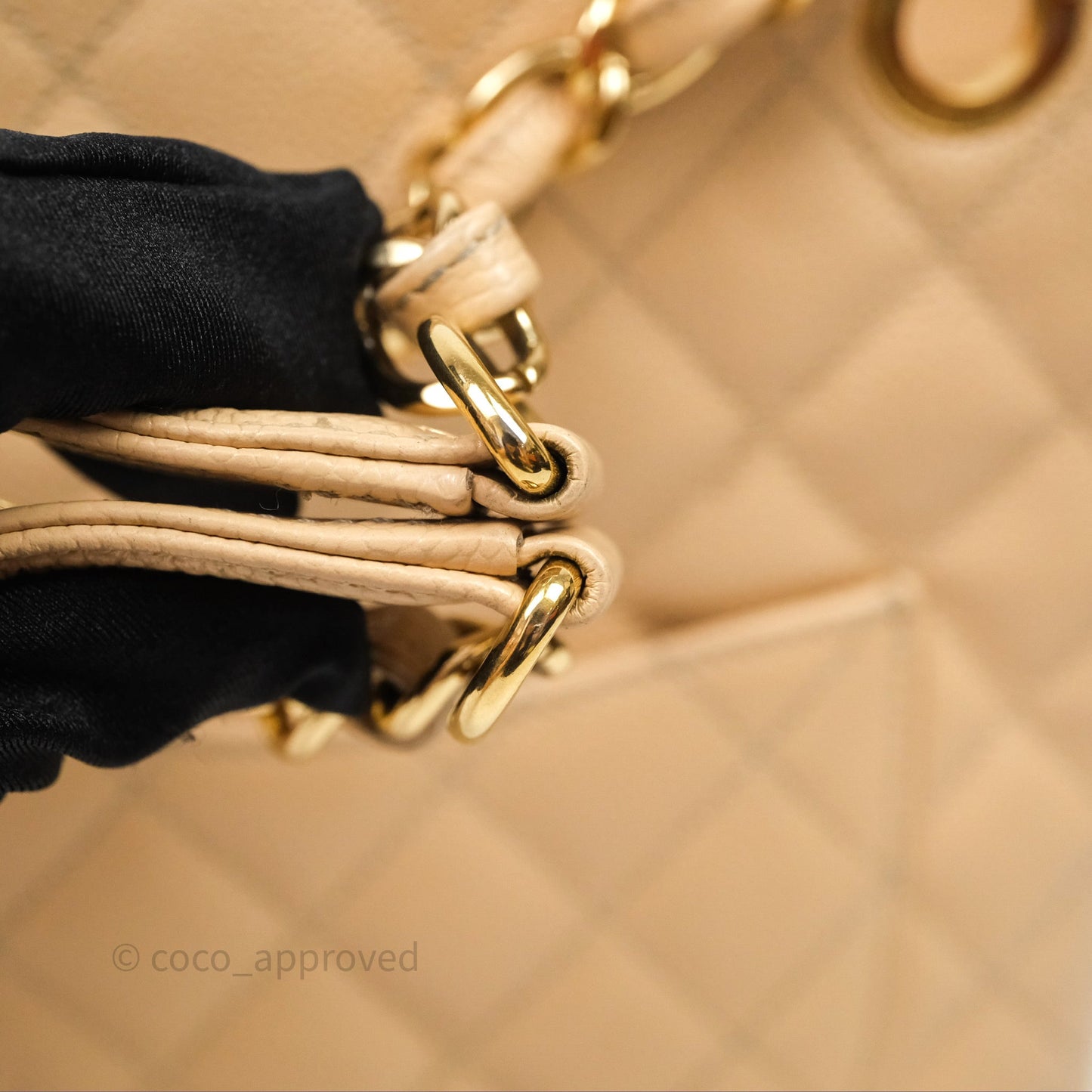 Chanel Vertical GST Beige Caviar Gold Hardware
