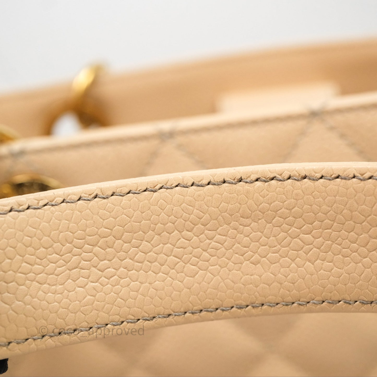 Chanel Vertical GST Beige Caviar Gold Hardware