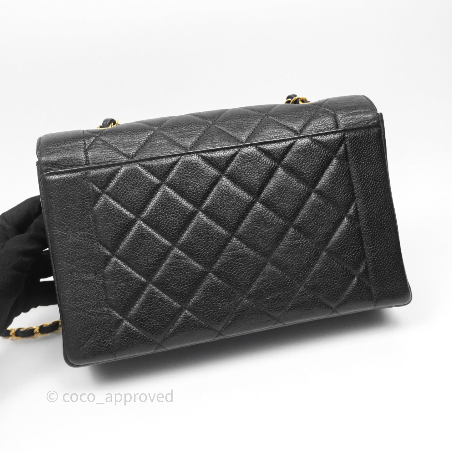 Chanel Vintage Medium Classic Diana Flap Bag Black Caviar 24K Gold Hardware