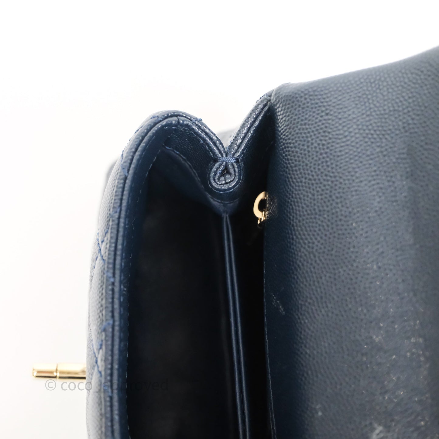 Chanel Mini Coco Handle Quilted Navy Caviar Gold Hardware