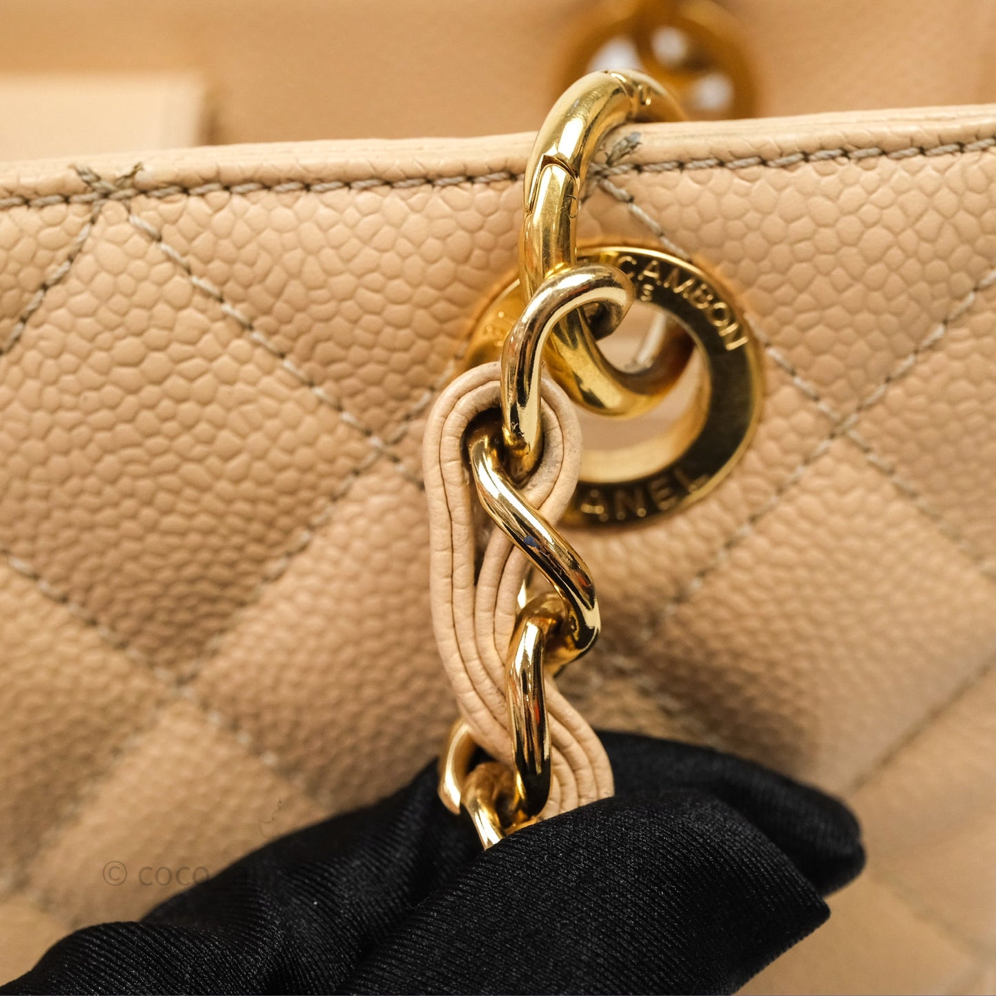 Chanel Vertical GST Beige Caviar Gold Hardware