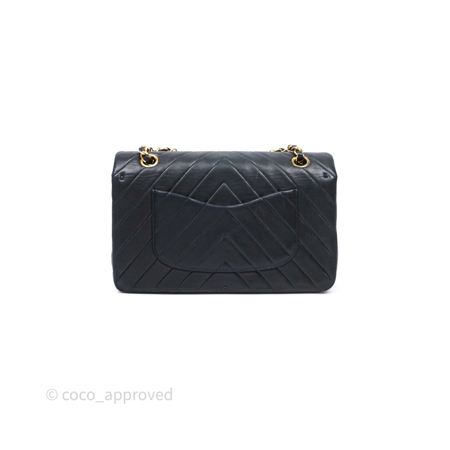 Chanel Vintage Medium Classic Flap Chevron Black Lambskin 24K Gold Hardware