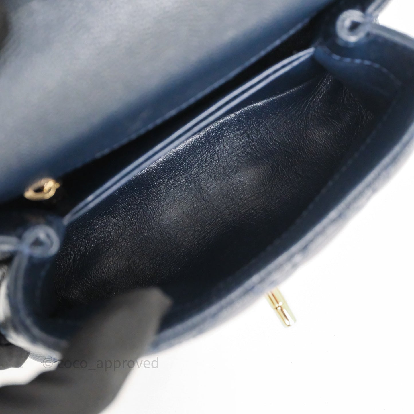 Chanel Mini Coco Handle Quilted Navy Caviar Gold Hardware