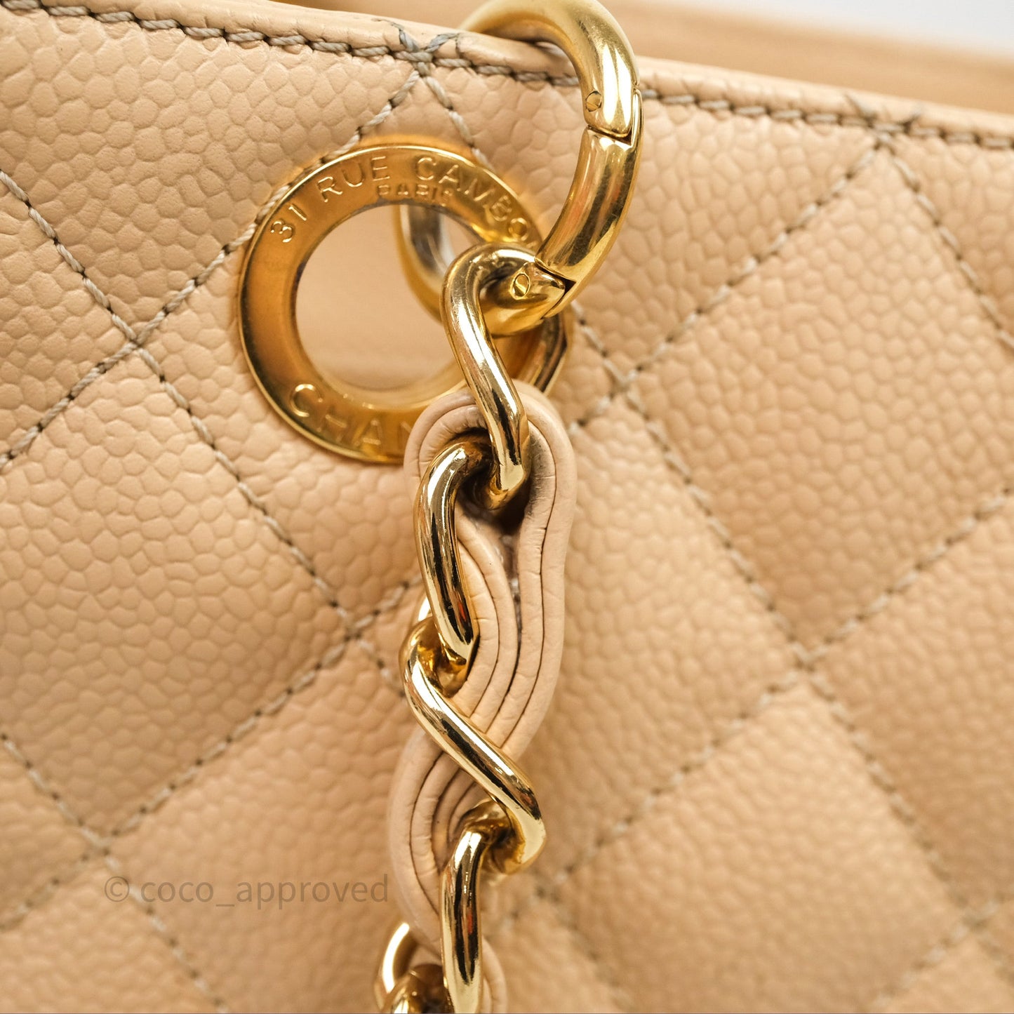 Chanel Vertical GST Beige Caviar Gold Hardware