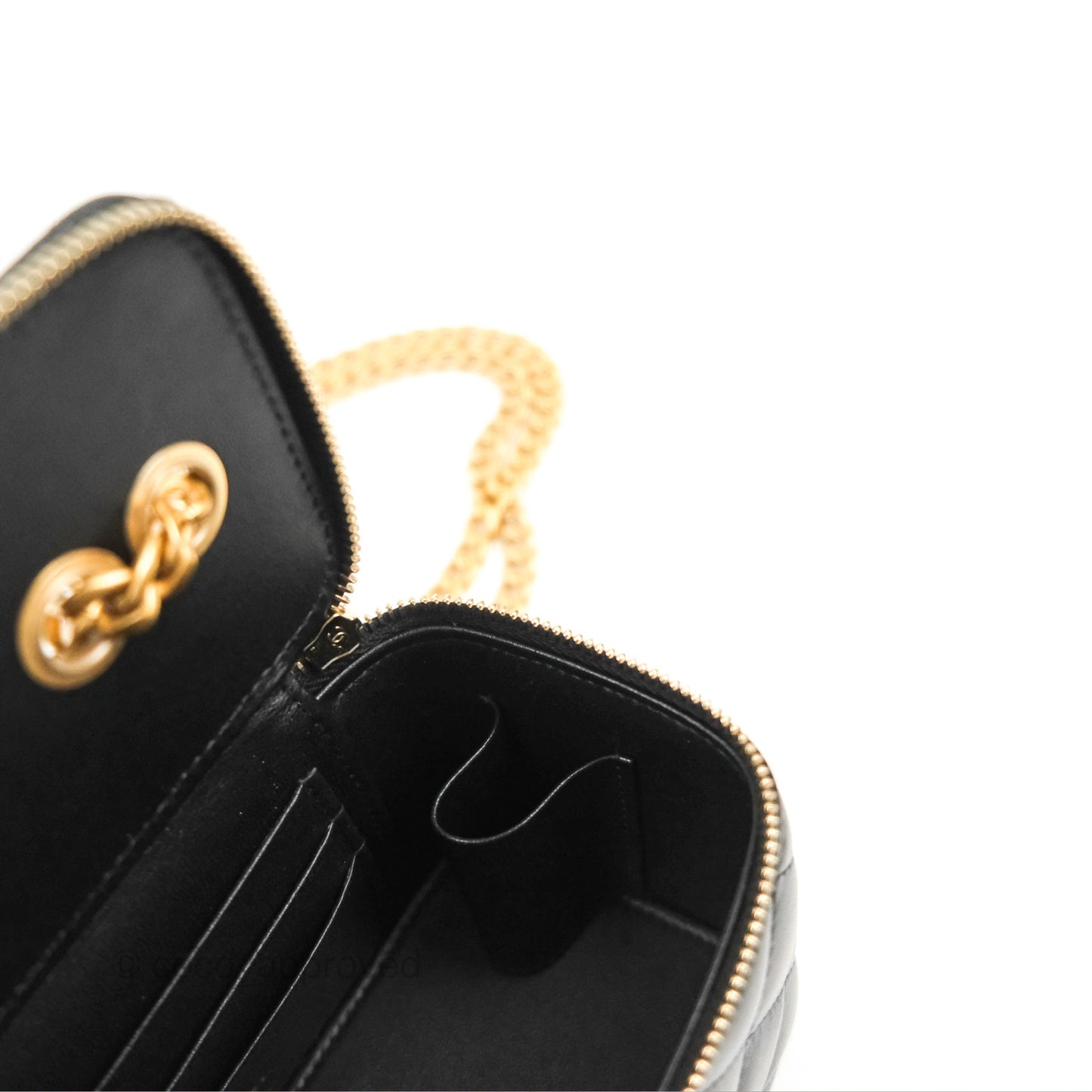 Chanel Vanity with Adjustable Chain Black Lambskin Aged Gold Hardware 22K