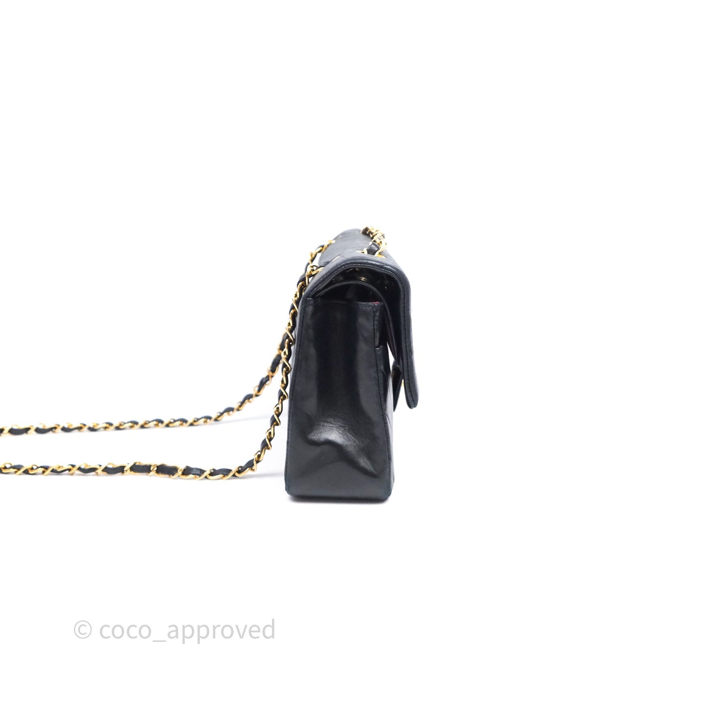 Chanel Vintage Medium Classic Flap Chevron Black Lambskin 24K Gold Hardware