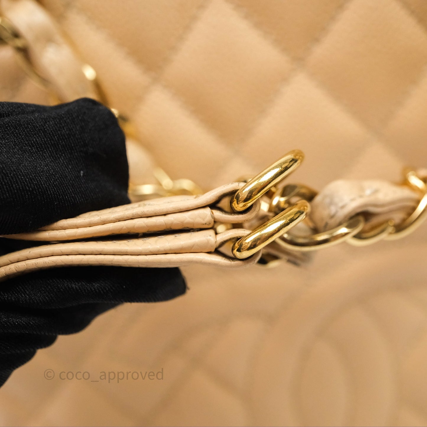 Chanel Vertical GST Beige Caviar Gold Hardware