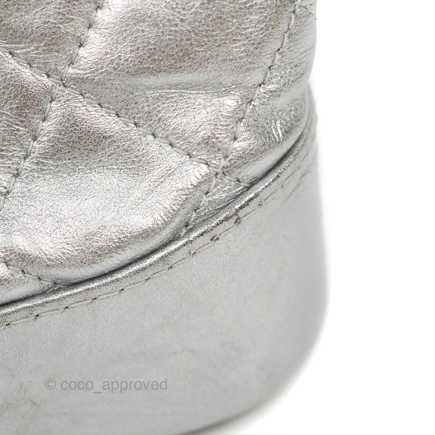 Chanel Quilted Small Gabrielle Hobo Metallic Silver Aged Calfskin Mixed Hardware