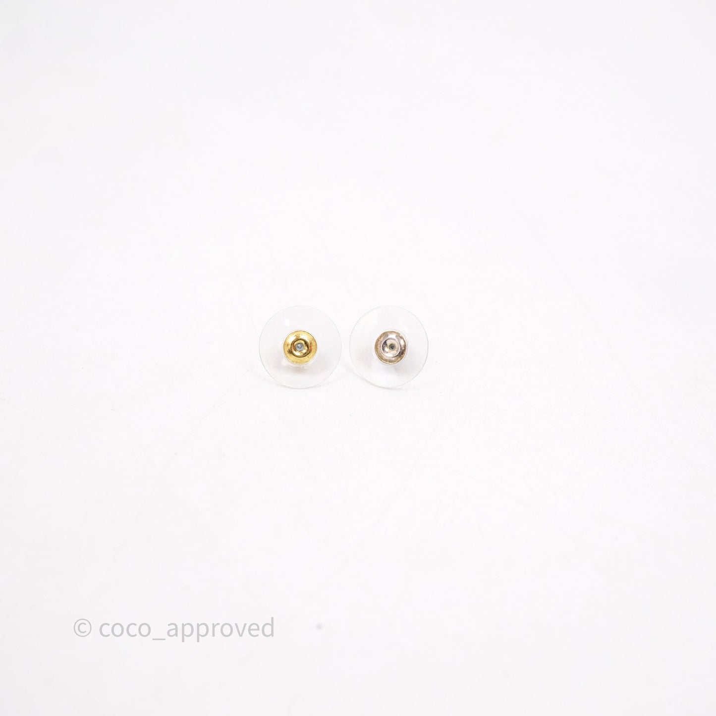 Chanel CC Square Earrings White Gold Tone 24C
