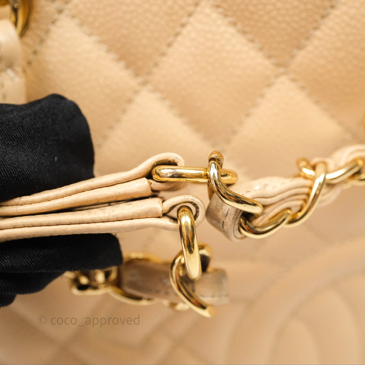 Chanel Vertical GST Beige Caviar Gold Hardware