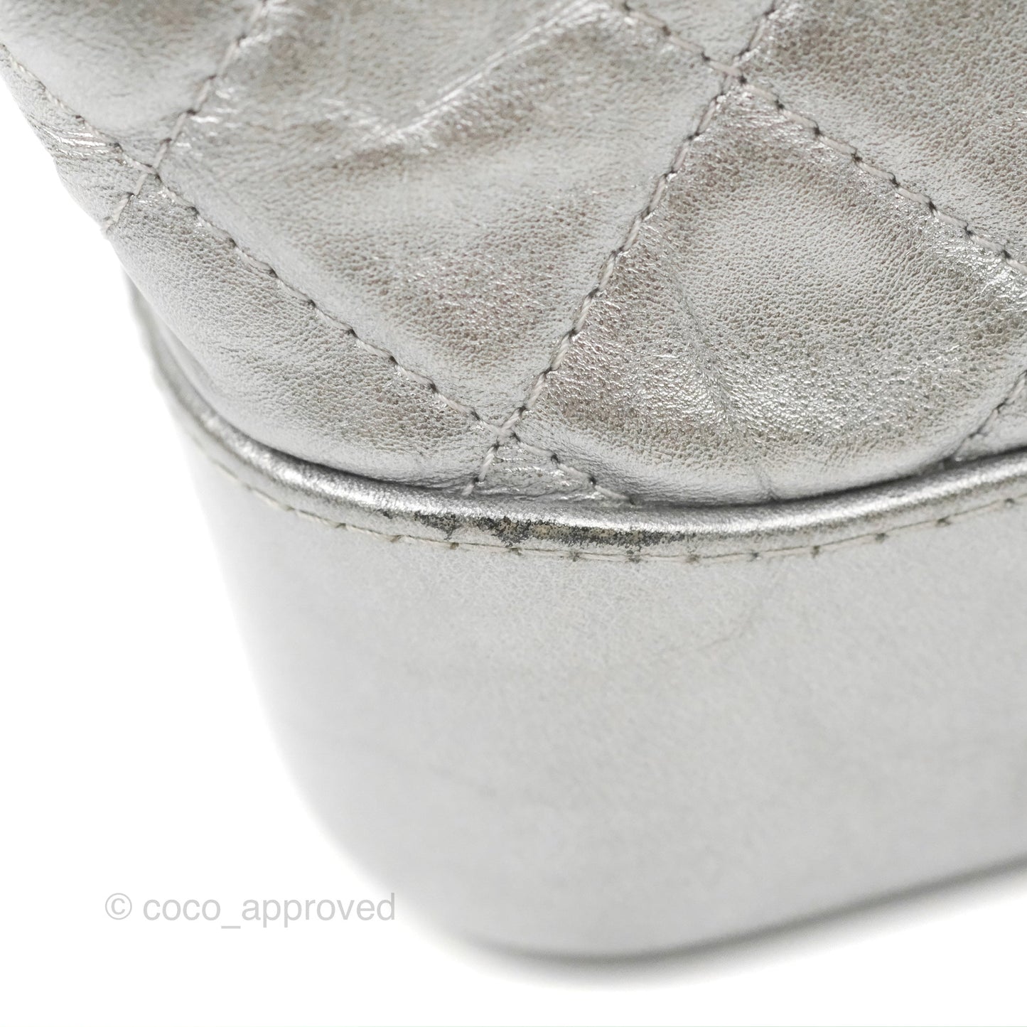 Chanel Quilted Small Gabrielle Hobo Metallic Silver Aged Calfskin Mixed Hardware