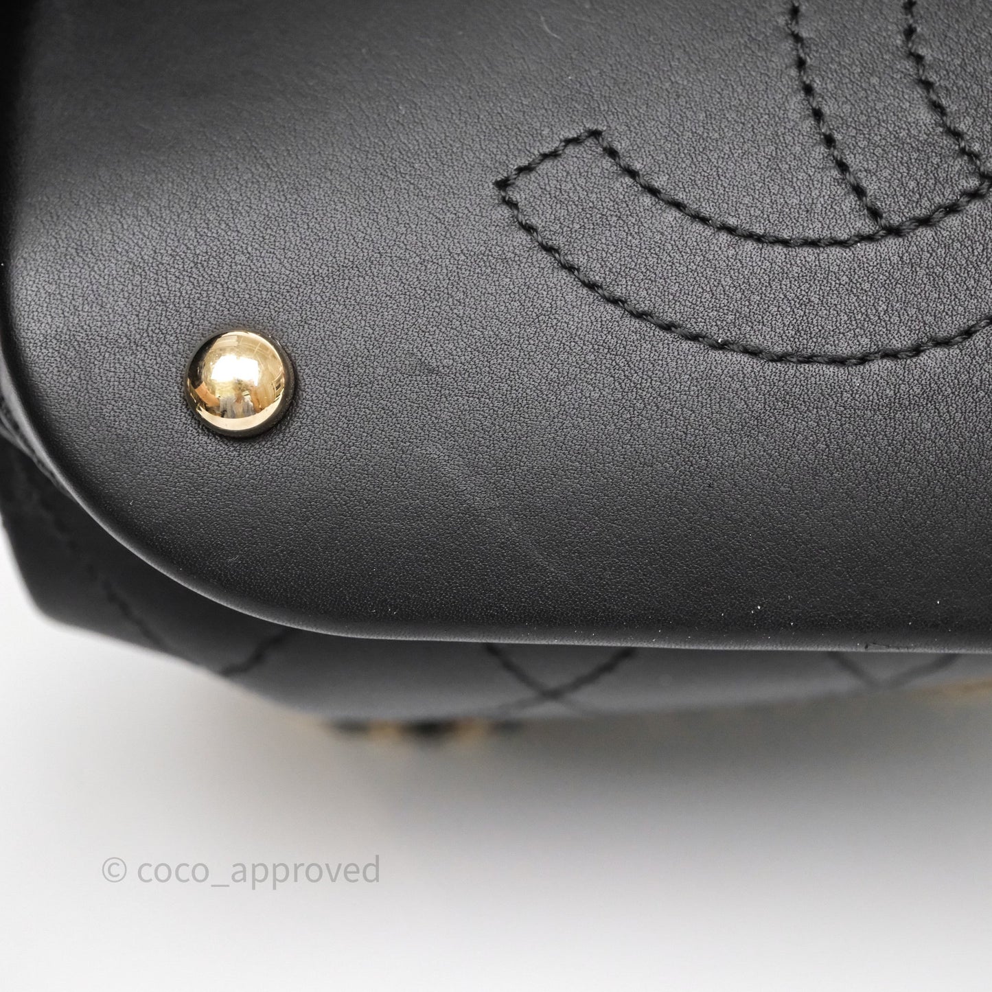 Chanel Quilted Drawstring Bucket Bag Black Calfskin Gold Hardware