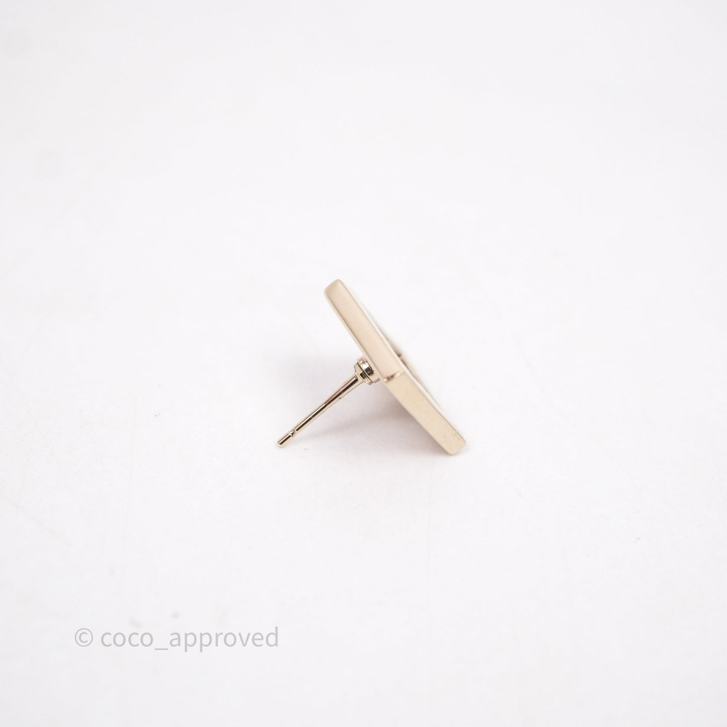 Chanel CC Square Earrings White Gold Tone 24C