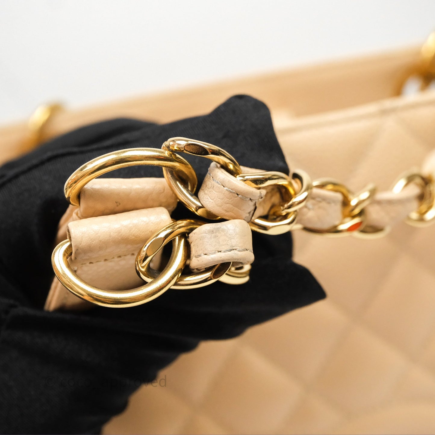 Chanel Vertical GST Beige Caviar Gold Hardware