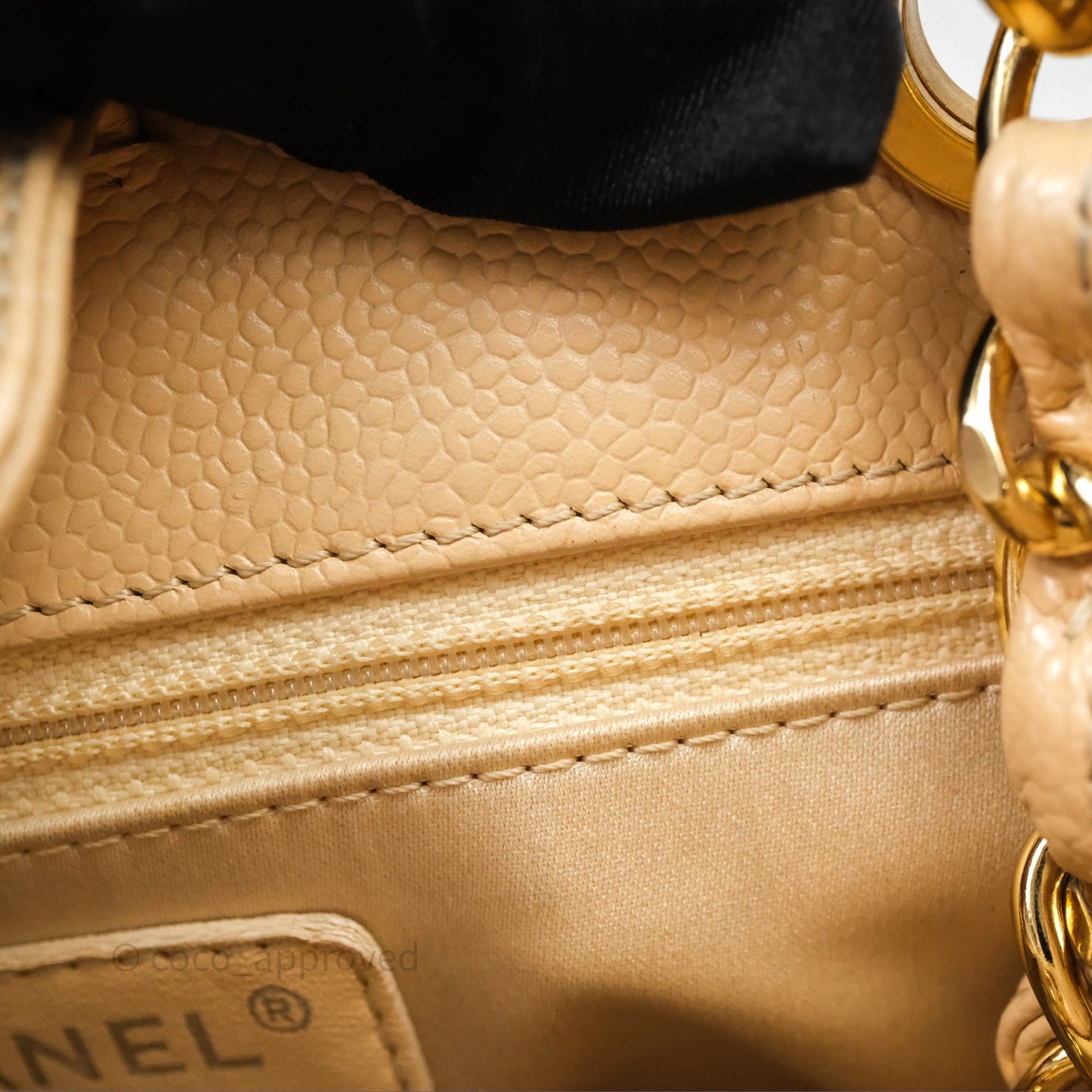 Chanel Vertical GST Beige Caviar Gold Hardware