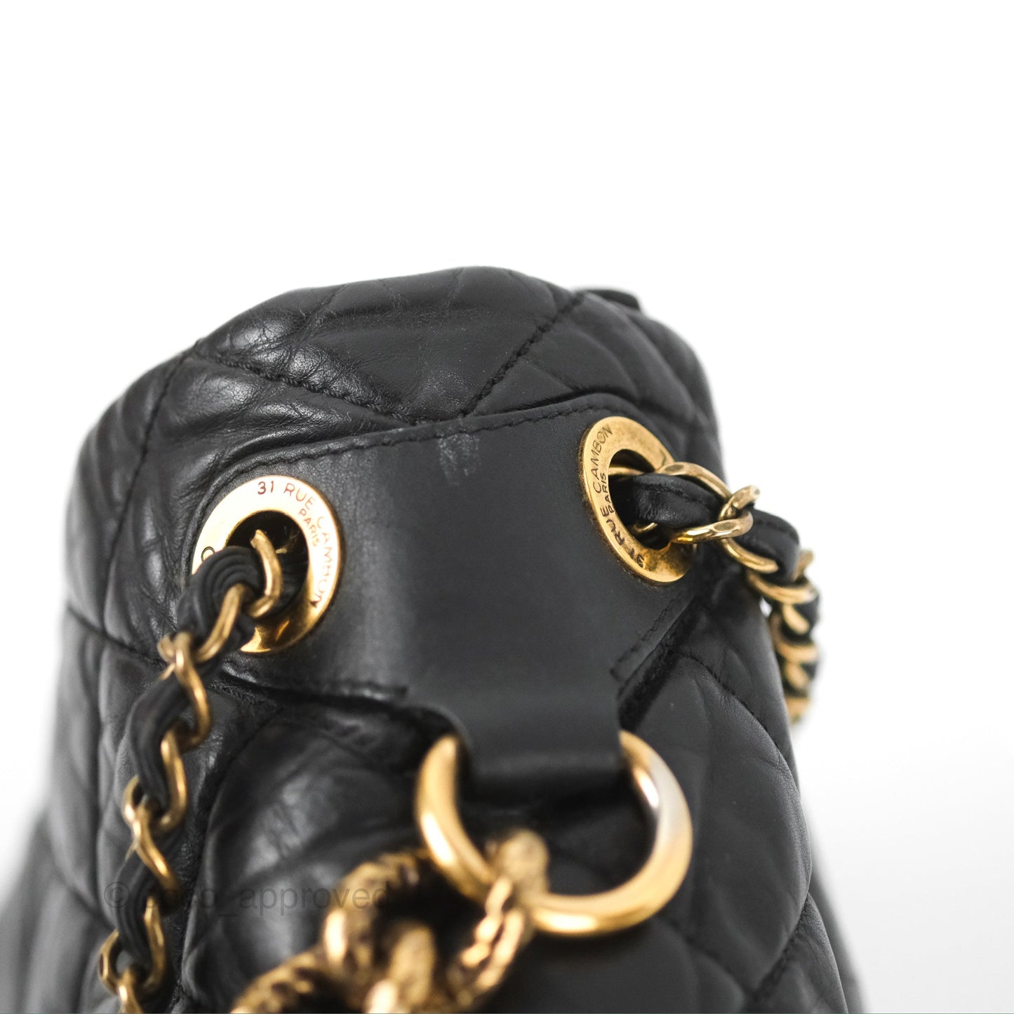 Chanel Medium Pondicherry Flap Bag Black Crumpled Calfskin Antique Gold Hardware