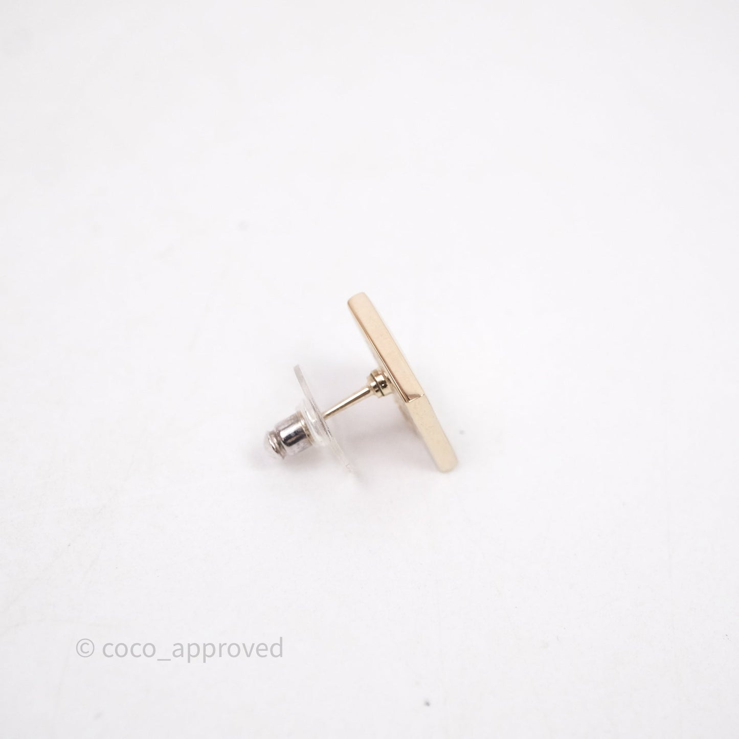 Chanel CC Square Earrings White Gold Tone 24C