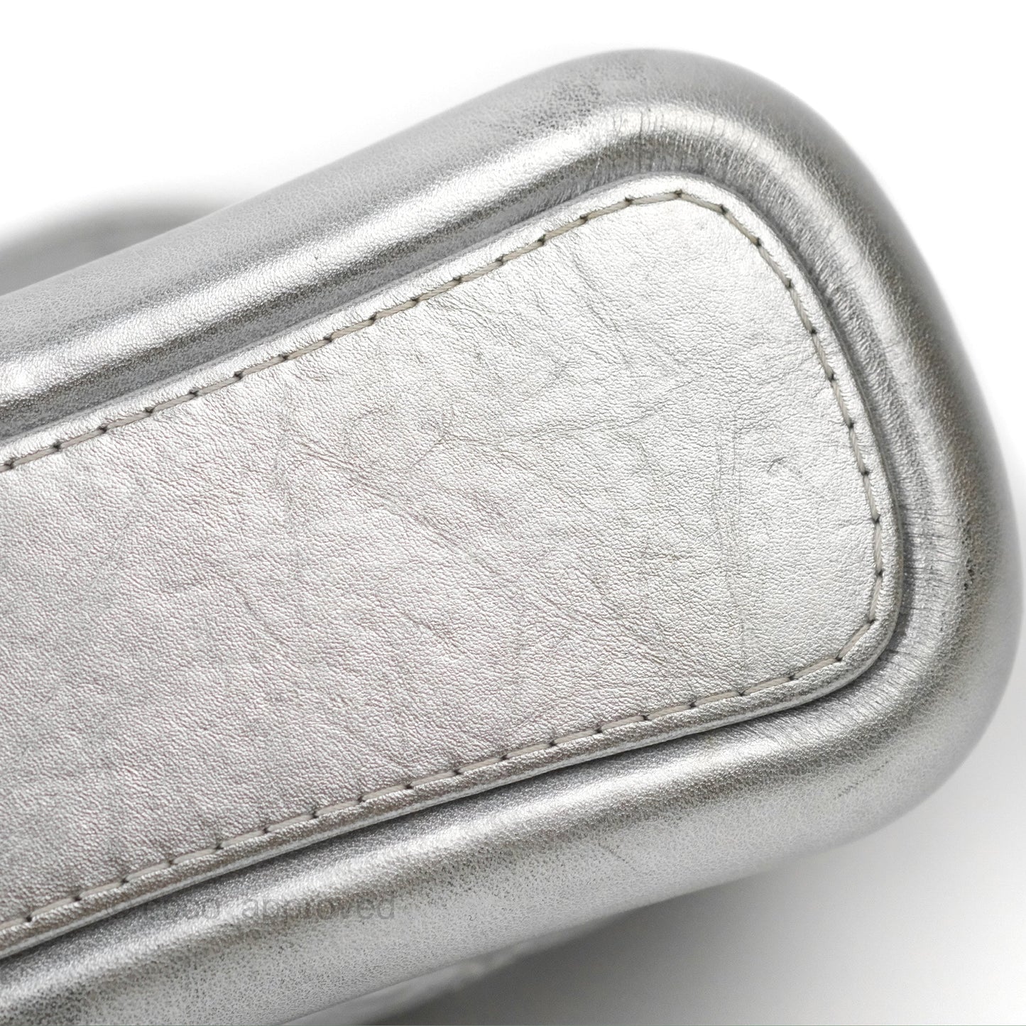 Chanel Quilted Small Gabrielle Hobo Metallic Silver Aged Calfskin Mixed Hardware
