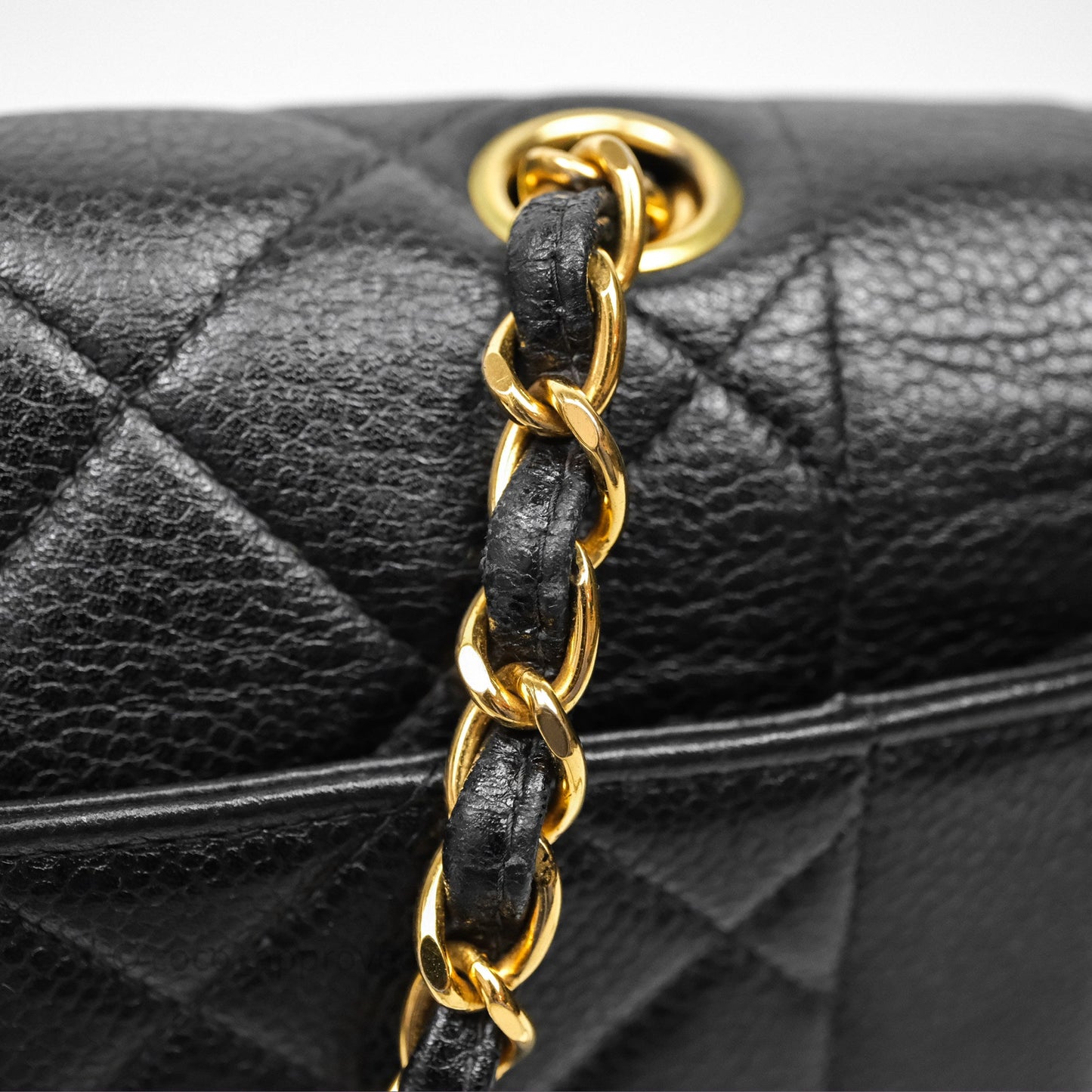 Chanel Vintage Medium Classic Diana Flap Bag Black Caviar 24K Gold Hardware