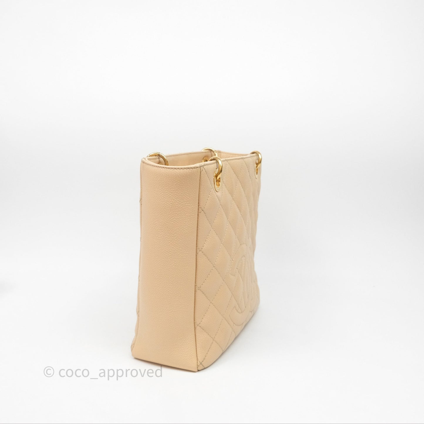 Chanel Vertical GST Beige Caviar Gold Hardware