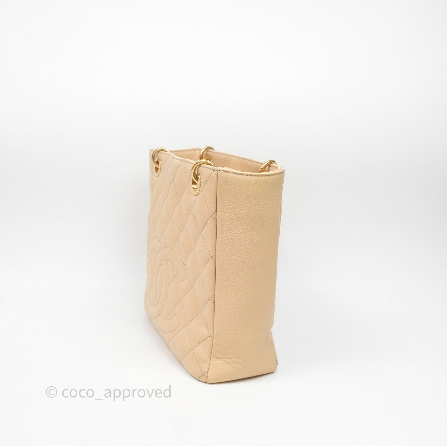 Chanel Vertical GST Beige Caviar Gold Hardware