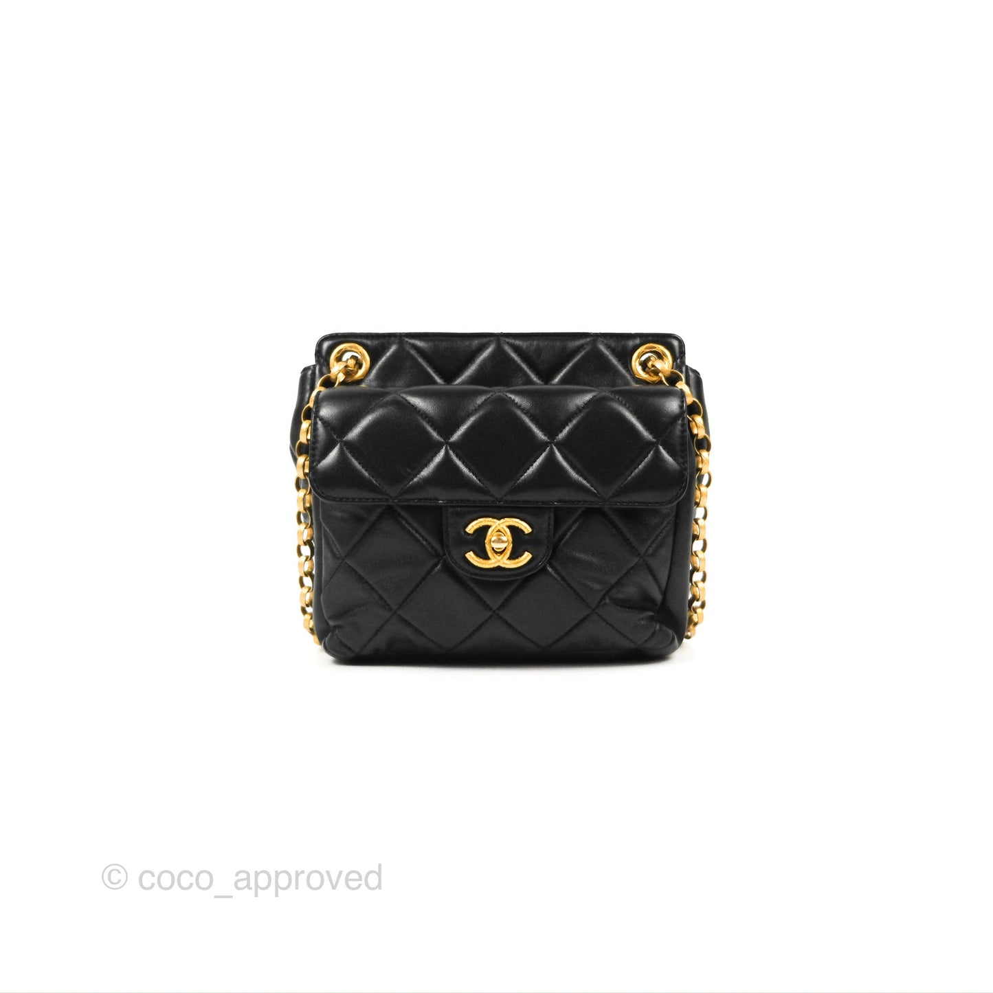 Chanel Mini Front Pocket Tote Black Calfskin Aged Gold Hardware