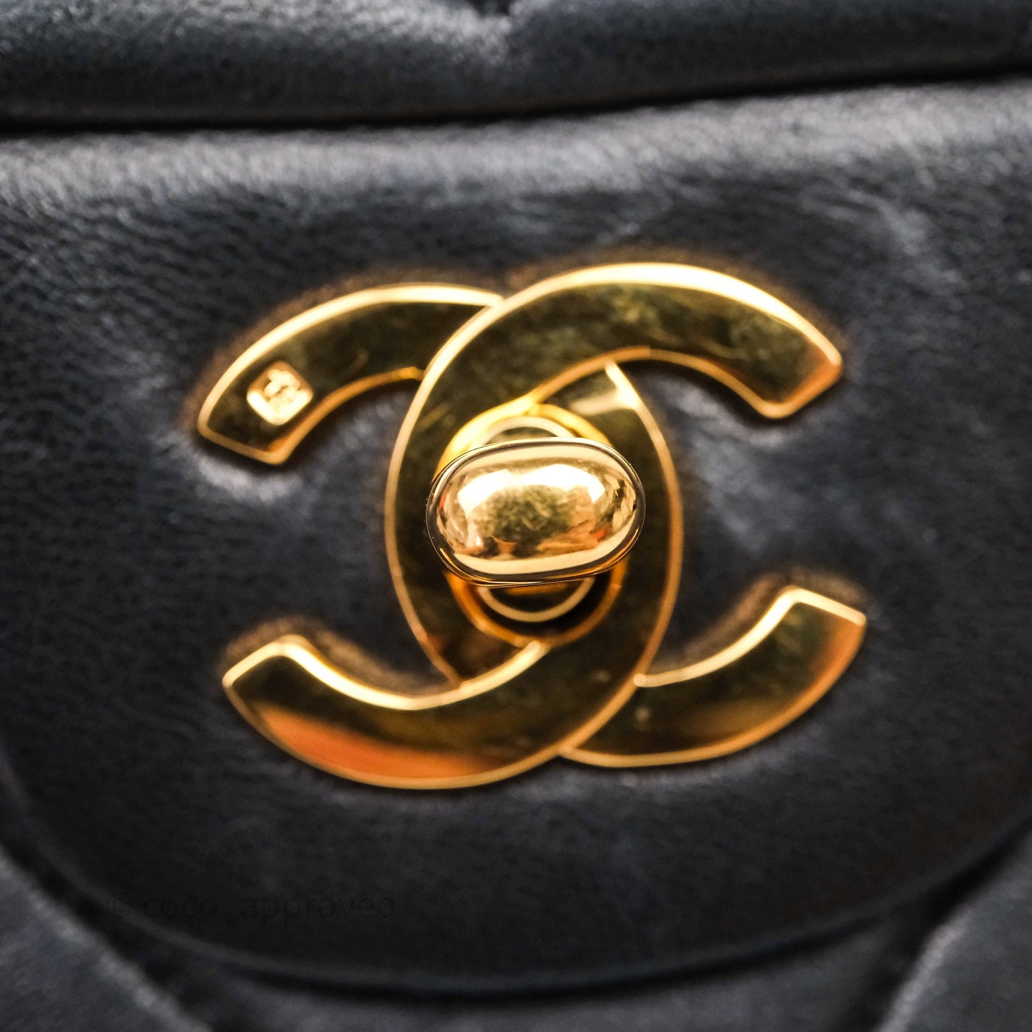Chanel Vintage Medium Classic Flap Chevron Black Lambskin 24K Gold Hardware