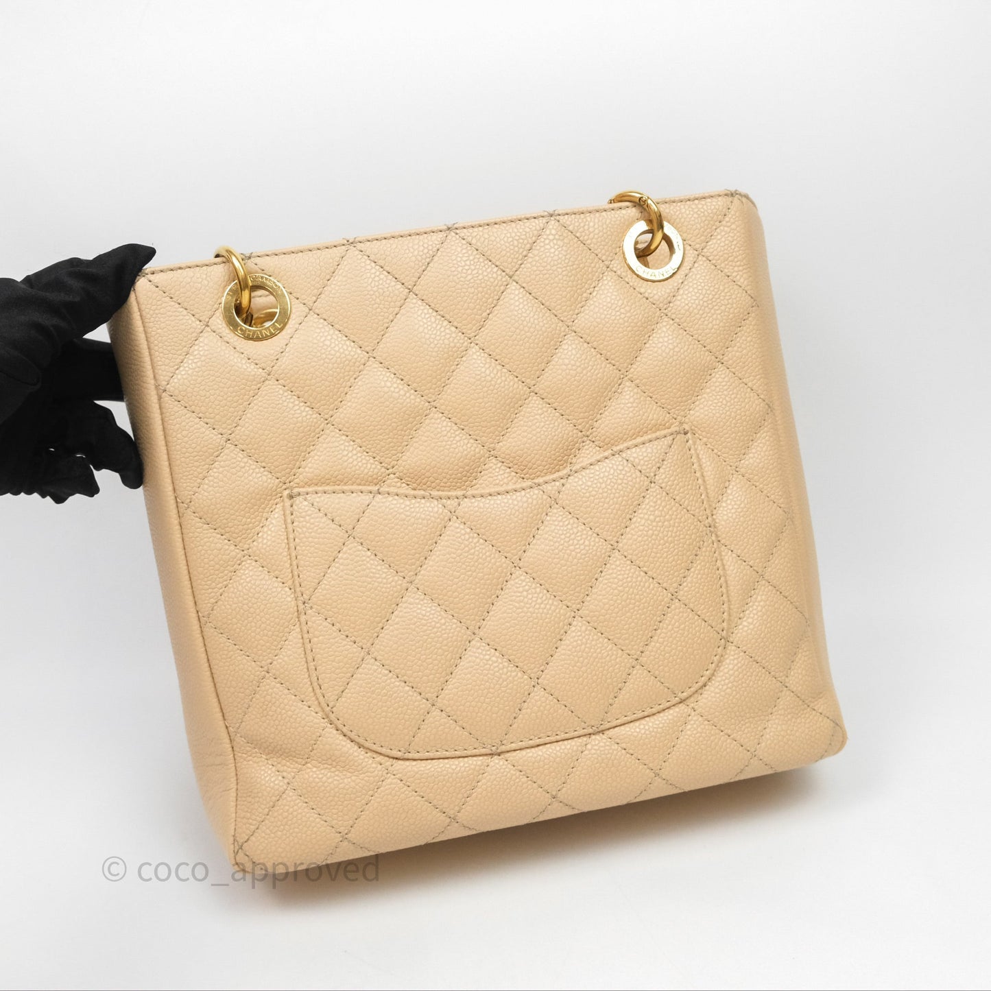 Chanel Vertical GST Beige Caviar Gold Hardware