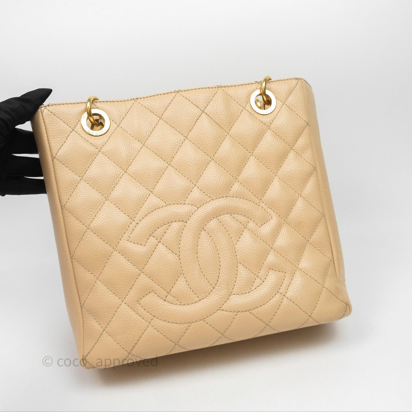 Chanel Vertical GST Beige Caviar Gold Hardware