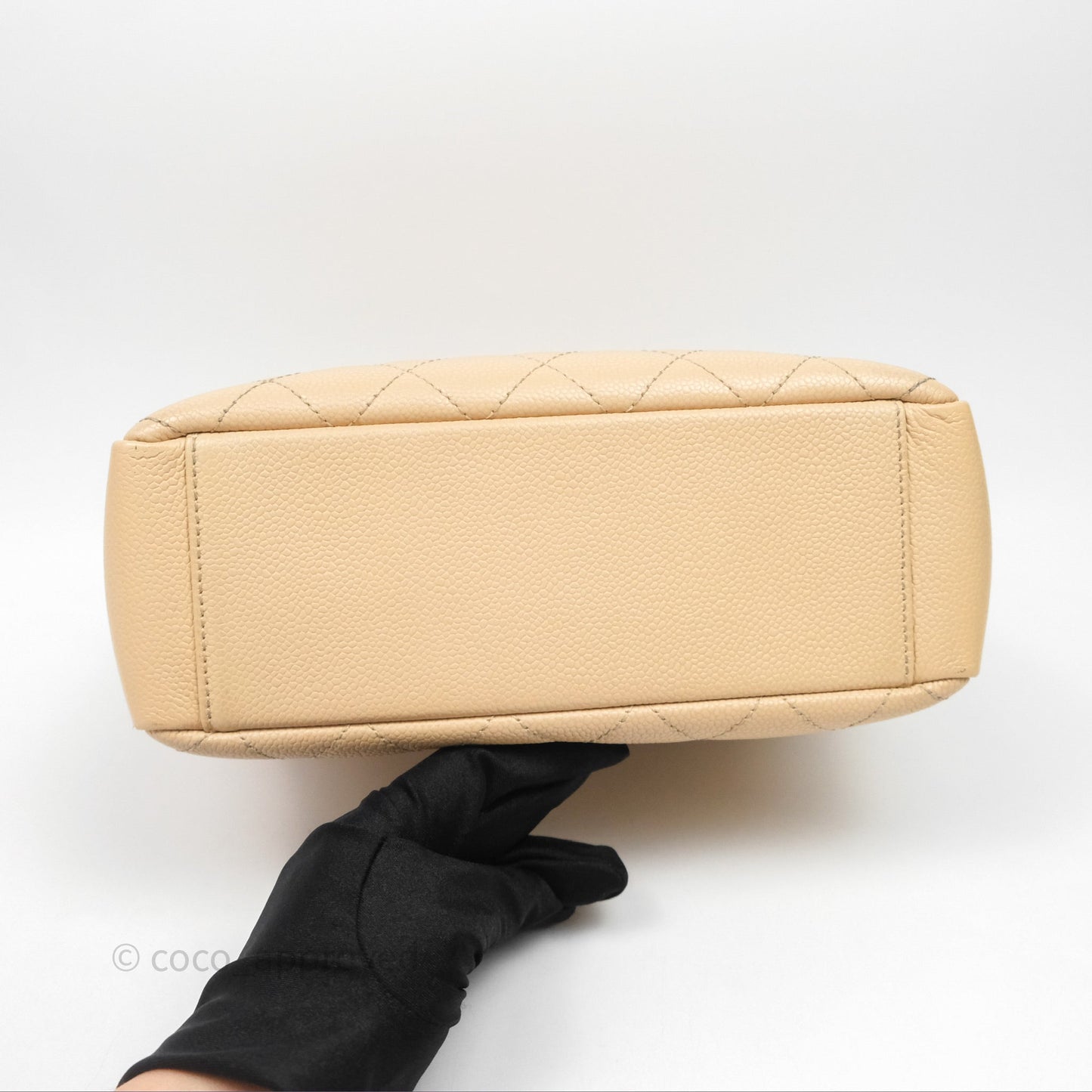 Chanel Vertical GST Beige Caviar Gold Hardware