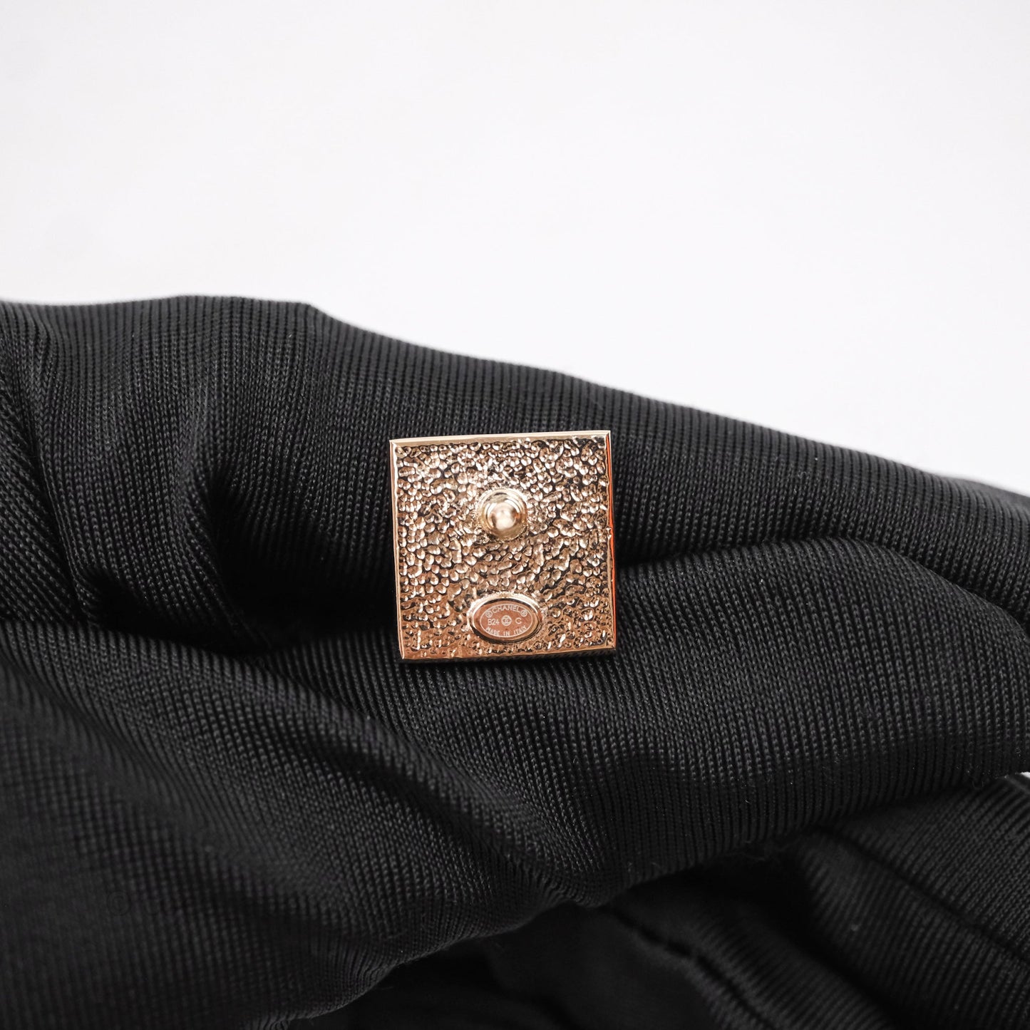 Chanel CC Square Earrings White Gold Tone 24C