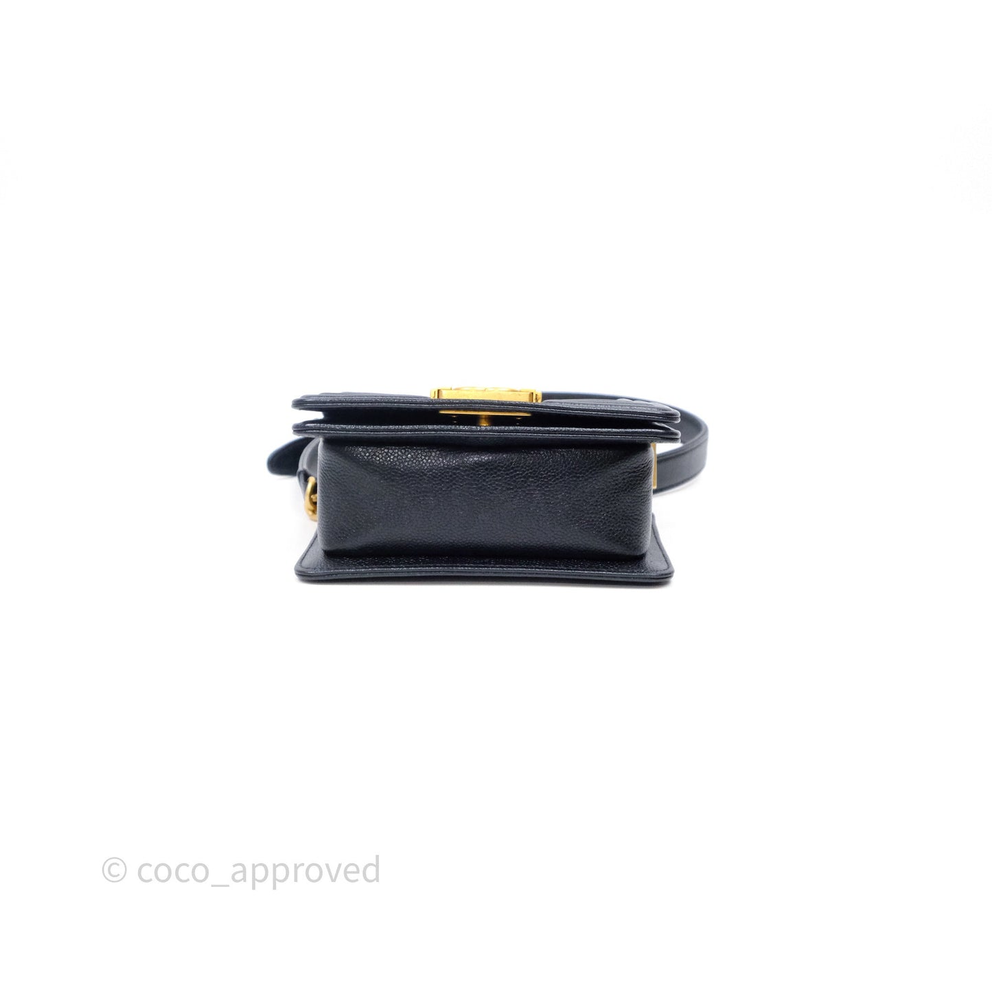 Chanel Mini Boy Quilted Black Caviar Aged Gold Hardware