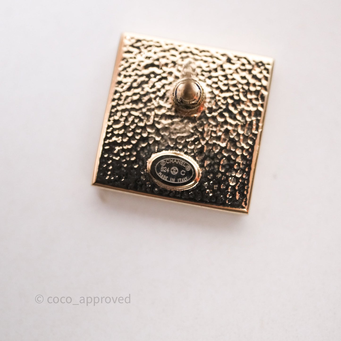 Chanel CC Square Earrings White Gold Tone 24C