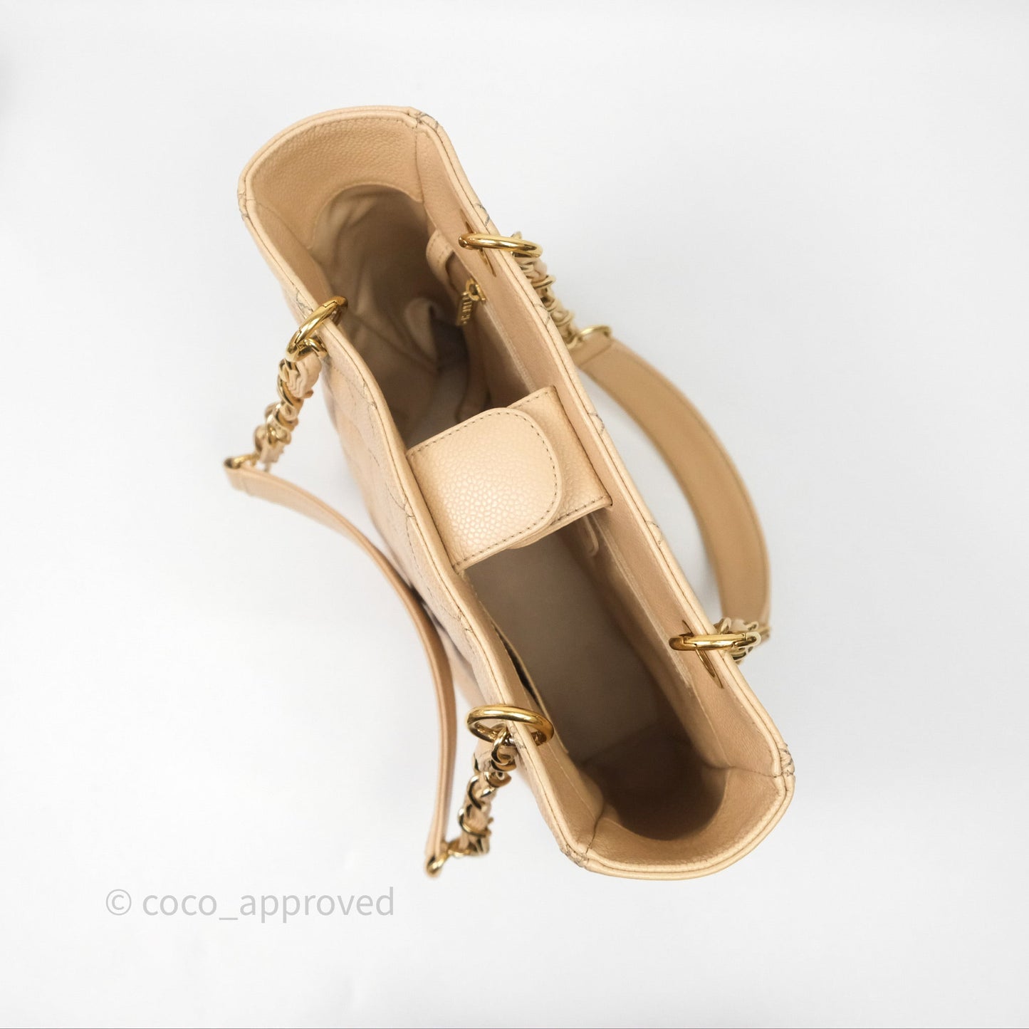 Chanel Vertical GST Beige Caviar Gold Hardware