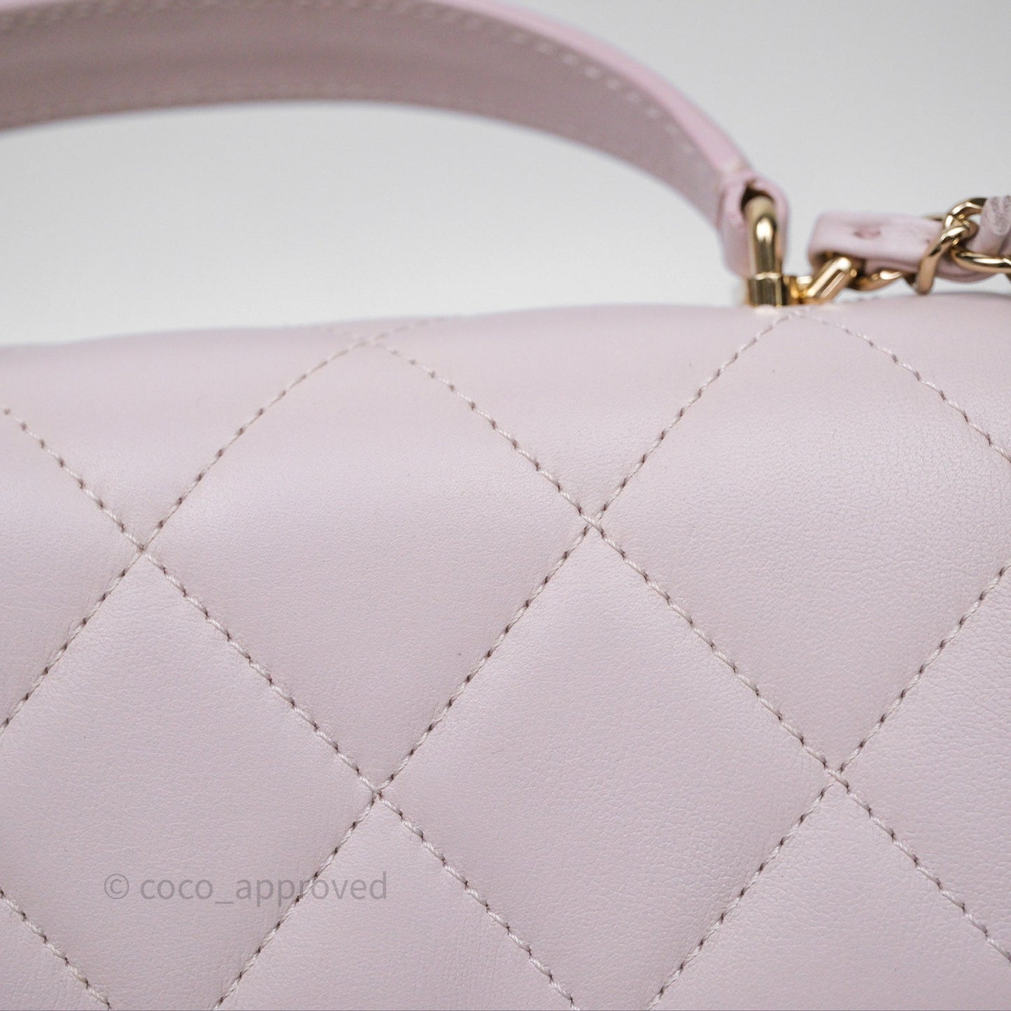 Chanel Small Coco Lady Quilted Flap Bag With Top Handle Light Pink Calfskin Gold Hardware