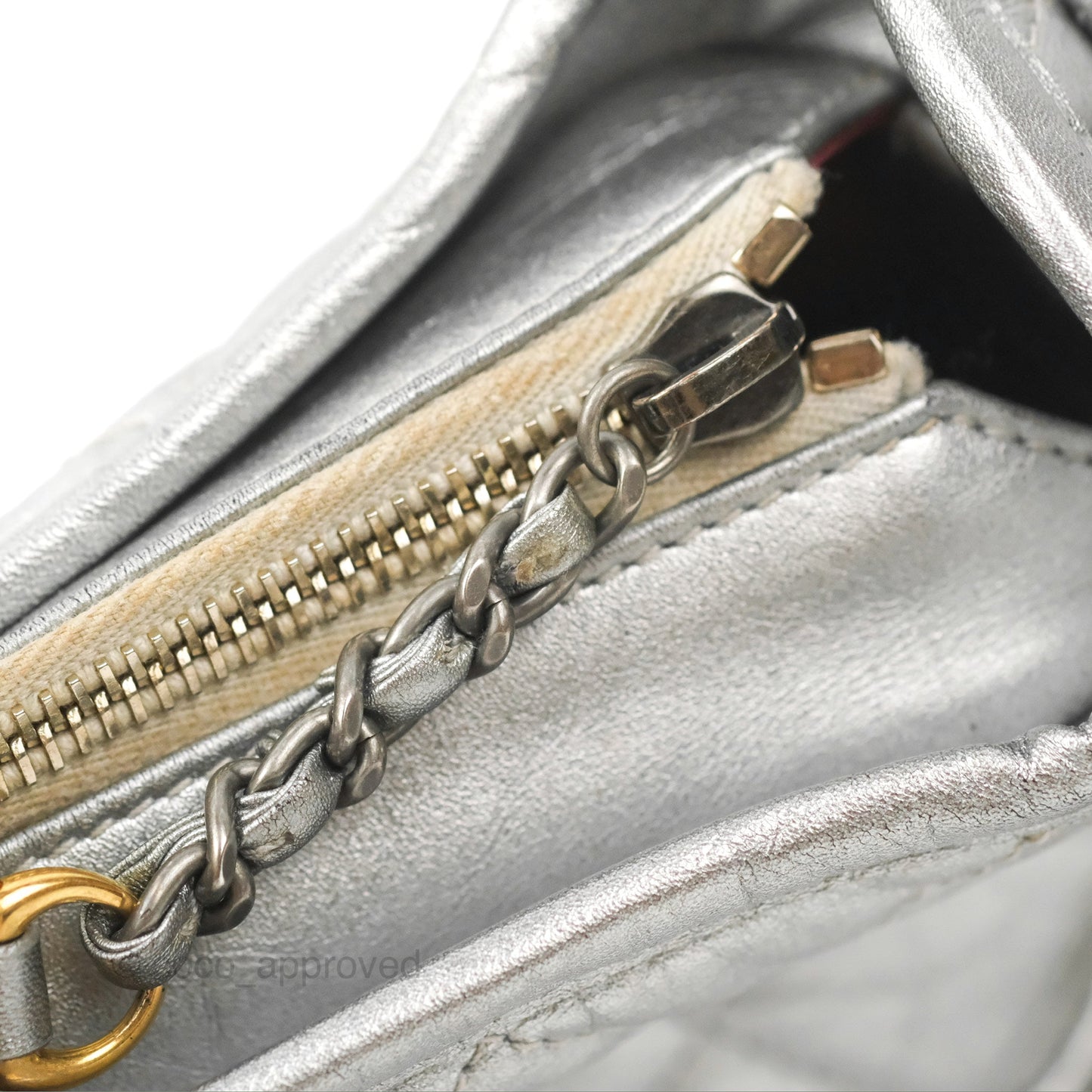 Chanel Quilted Small Gabrielle Hobo Metallic Silver Aged Calfskin Mixed Hardware