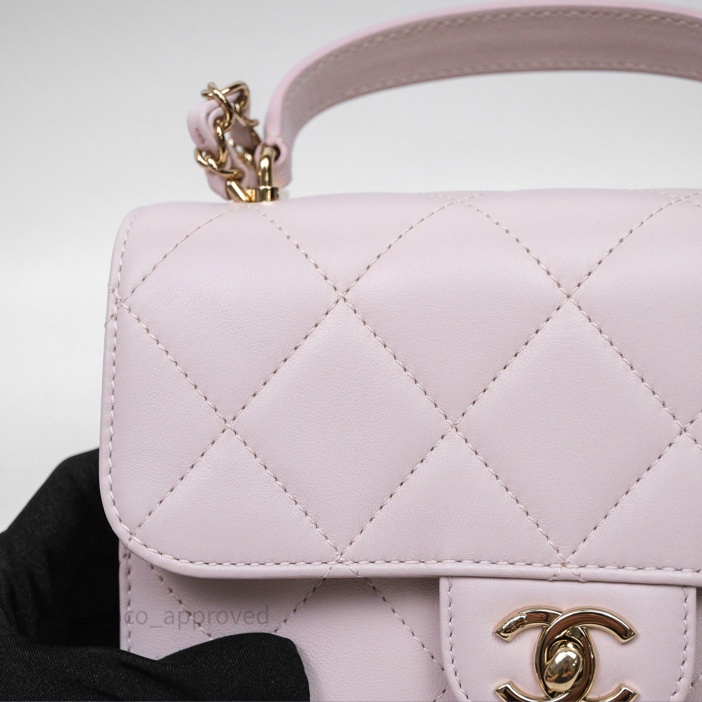 Chanel Small Coco Lady Quilted Flap Bag With Top Handle Light Pink Calfskin Gold Hardware