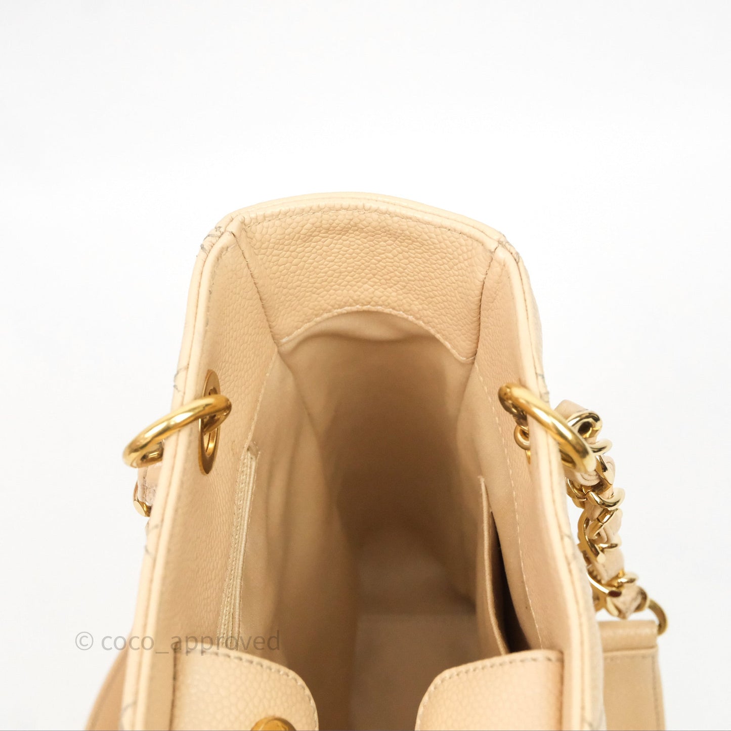 Chanel Vertical GST Beige Caviar Gold Hardware