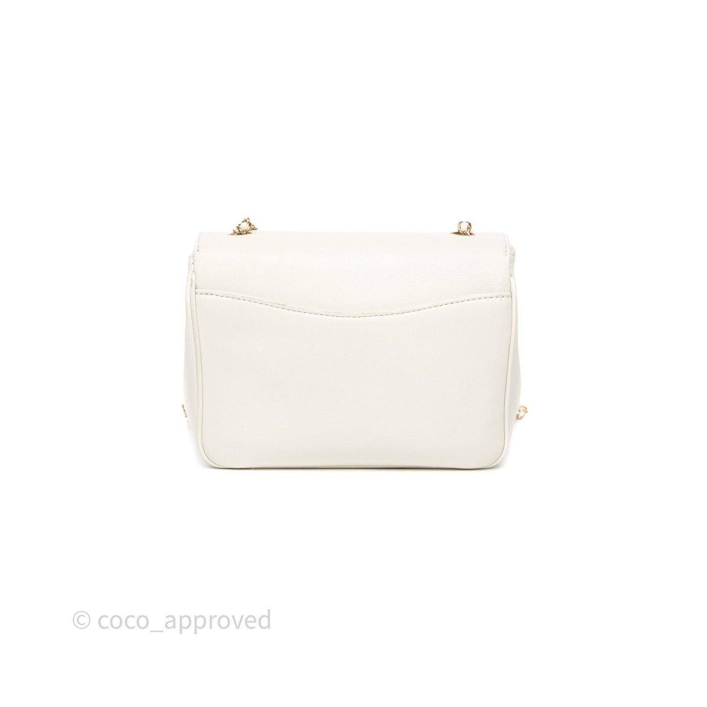 Chanel CC Mania Flap Bag White Lambskin Gold Hardware