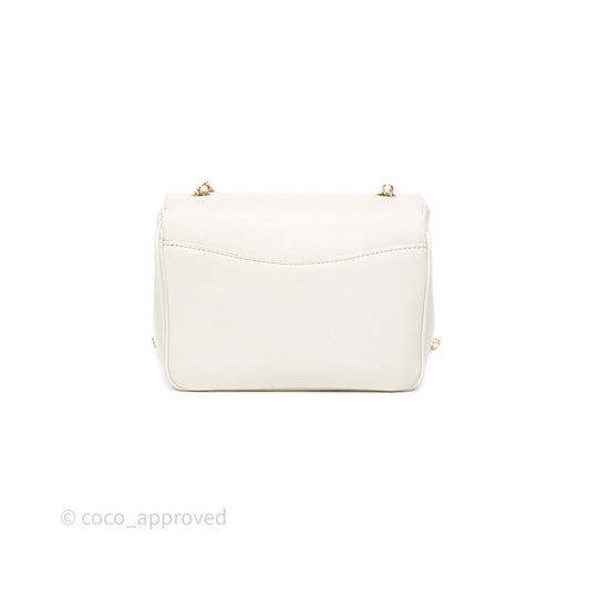 Chanel CC Mania Flap Bag White Lambskin Gold Hardware