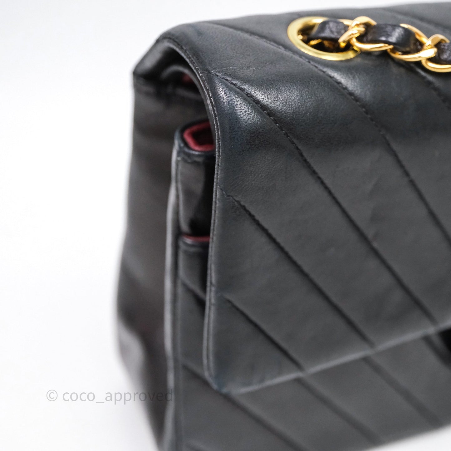 Chanel Vintage Medium Classic Flap Chevron Black Lambskin 24K Gold Hardware